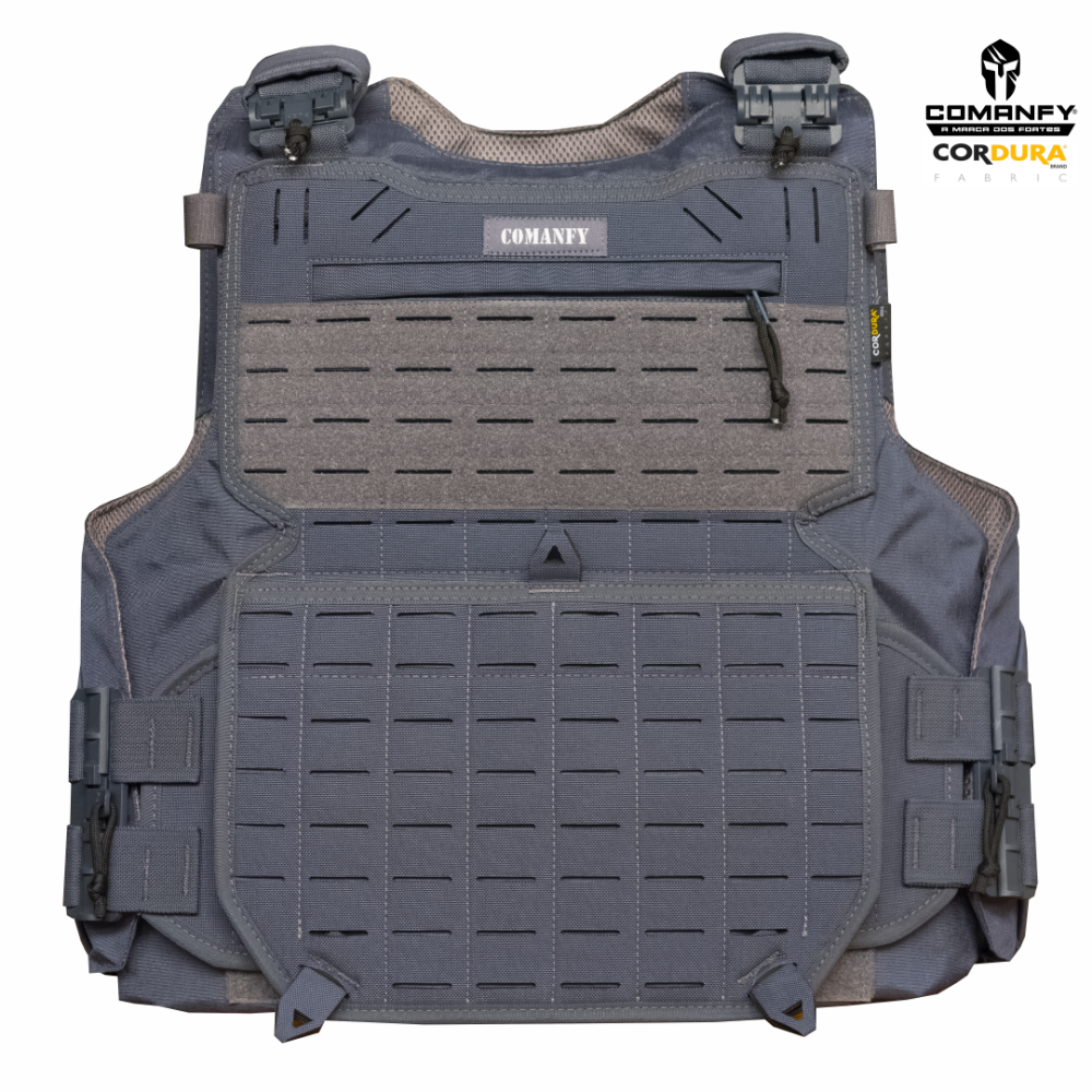 CAPA DE COLETE COMANFY® GLADIADOR IIIA LASER CUT - CINZA PMESP CAPA DE COLETE COMANFY® GLADIADOR IIIA LASER CUT - CINZA PMESP