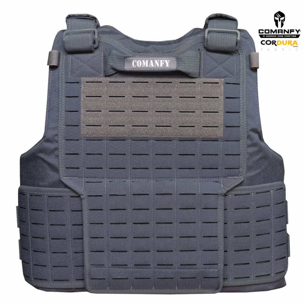 CAPA DE COLETE COMANFY® GLADIADOR IIIA LASER CUT - CINZA PMESP CAPA DE COLETE COMANFY® GLADIADOR IIIA LASER CUT - CINZA PMESP
